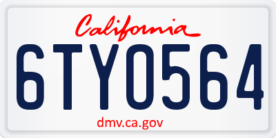 CA license plate 6TYO564