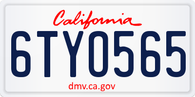 CA license plate 6TYO565