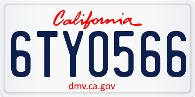 CA license plate 6TYO566