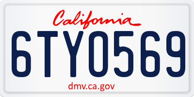 CA license plate 6TYO569