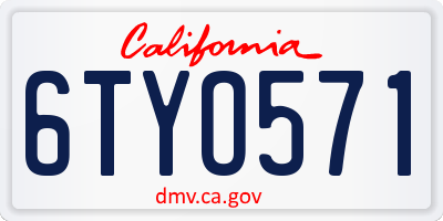 CA license plate 6TYO571