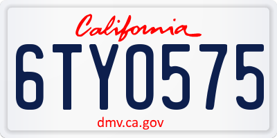 CA license plate 6TYO575
