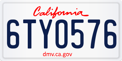 CA license plate 6TYO576
