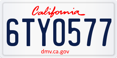 CA license plate 6TYO577
