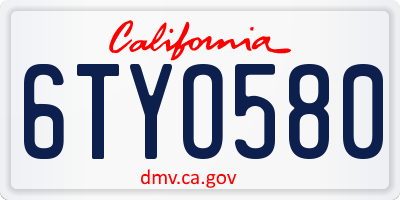CA license plate 6TYO580