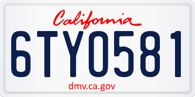 CA license plate 6TYO581