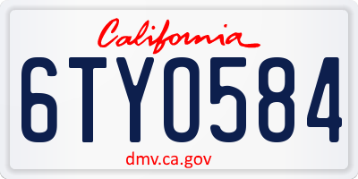 CA license plate 6TYO584