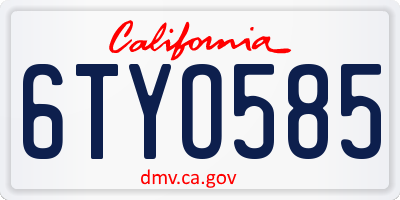 CA license plate 6TYO585