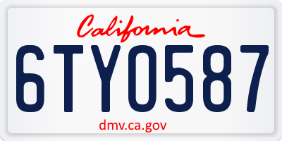 CA license plate 6TYO587