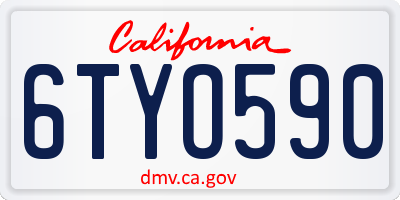 CA license plate 6TYO590