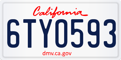 CA license plate 6TYO593