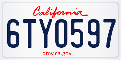 CA license plate 6TYO597
