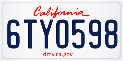 CA license plate 6TYO598