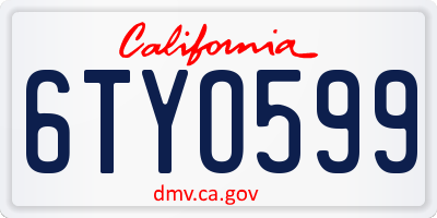 CA license plate 6TYO599