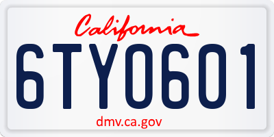CA license plate 6TYO601