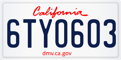 CA license plate 6TYO603