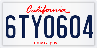CA license plate 6TYO604