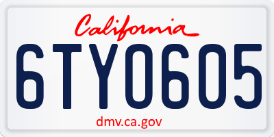 CA license plate 6TYO605