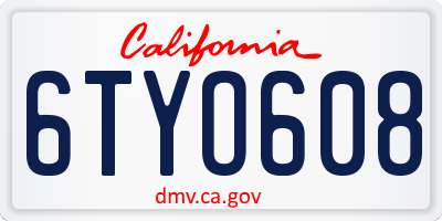 CA license plate 6TYO608