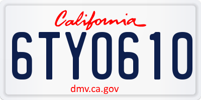 CA license plate 6TYO610