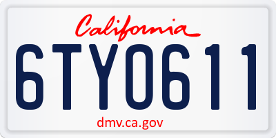 CA license plate 6TYO611