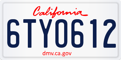 CA license plate 6TYO612