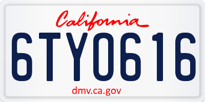 CA license plate 6TYO616