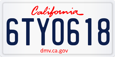 CA license plate 6TYO618