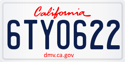 CA license plate 6TYO622