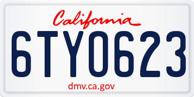 CA license plate 6TYO623