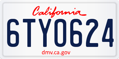 CA license plate 6TYO624