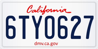 CA license plate 6TYO627