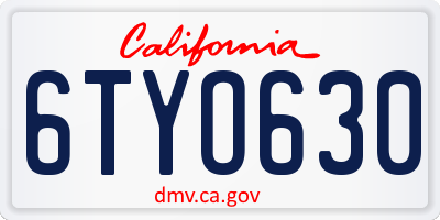 CA license plate 6TYO630