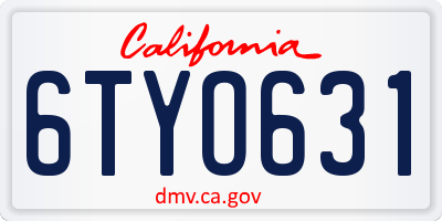 CA license plate 6TYO631