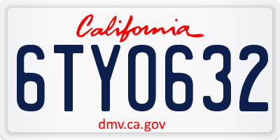 CA license plate 6TYO632