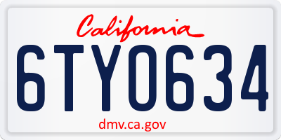 CA license plate 6TYO634