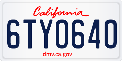 CA license plate 6TYO640