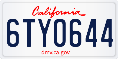 CA license plate 6TYO644