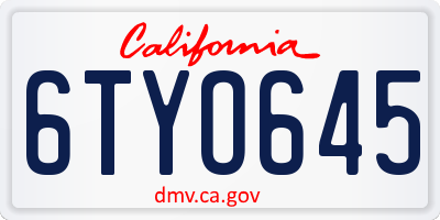 CA license plate 6TYO645