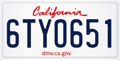 CA license plate 6TYO651