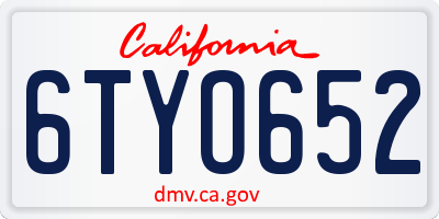 CA license plate 6TYO652