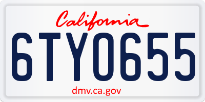 CA license plate 6TYO655