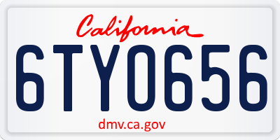 CA license plate 6TYO656