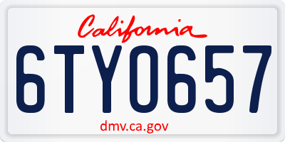 CA license plate 6TYO657