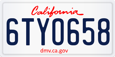 CA license plate 6TYO658