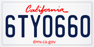 CA license plate 6TYO660