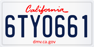 CA license plate 6TYO661
