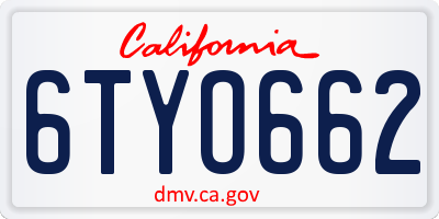 CA license plate 6TYO662