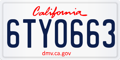 CA license plate 6TYO663