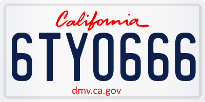 CA license plate 6TYO666